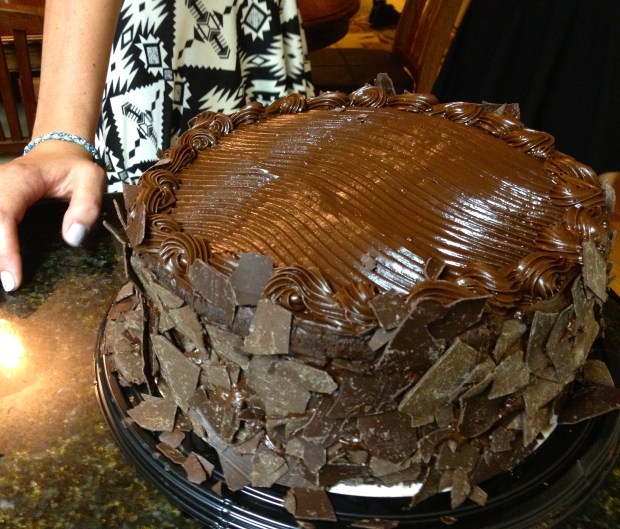 ….a massive 7-lb American chocolate cake from COSTCO...