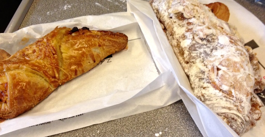 croissant au jambon et fromage et croissant aux amandes